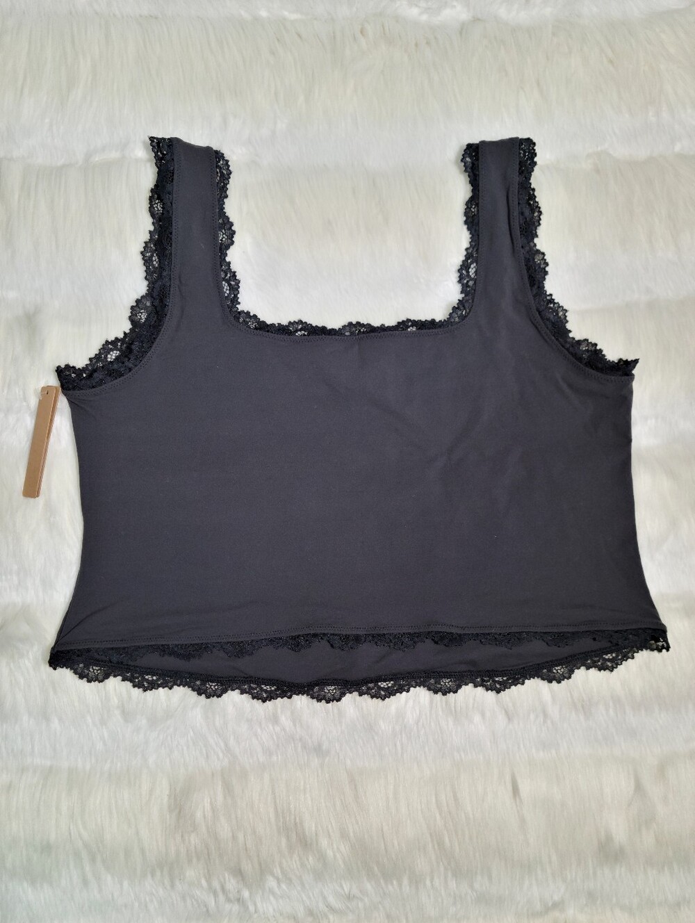 SKIMS Fits Everybody Lace Tank Black Onyx Women Plus 3X NEW - Picture 2 of 5